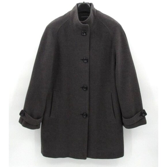 Jones New York Jackets & Blazers - Vintage Jones New York Overcoat Womens Sz 12 Charcoal Gray Wool Lined Button Up